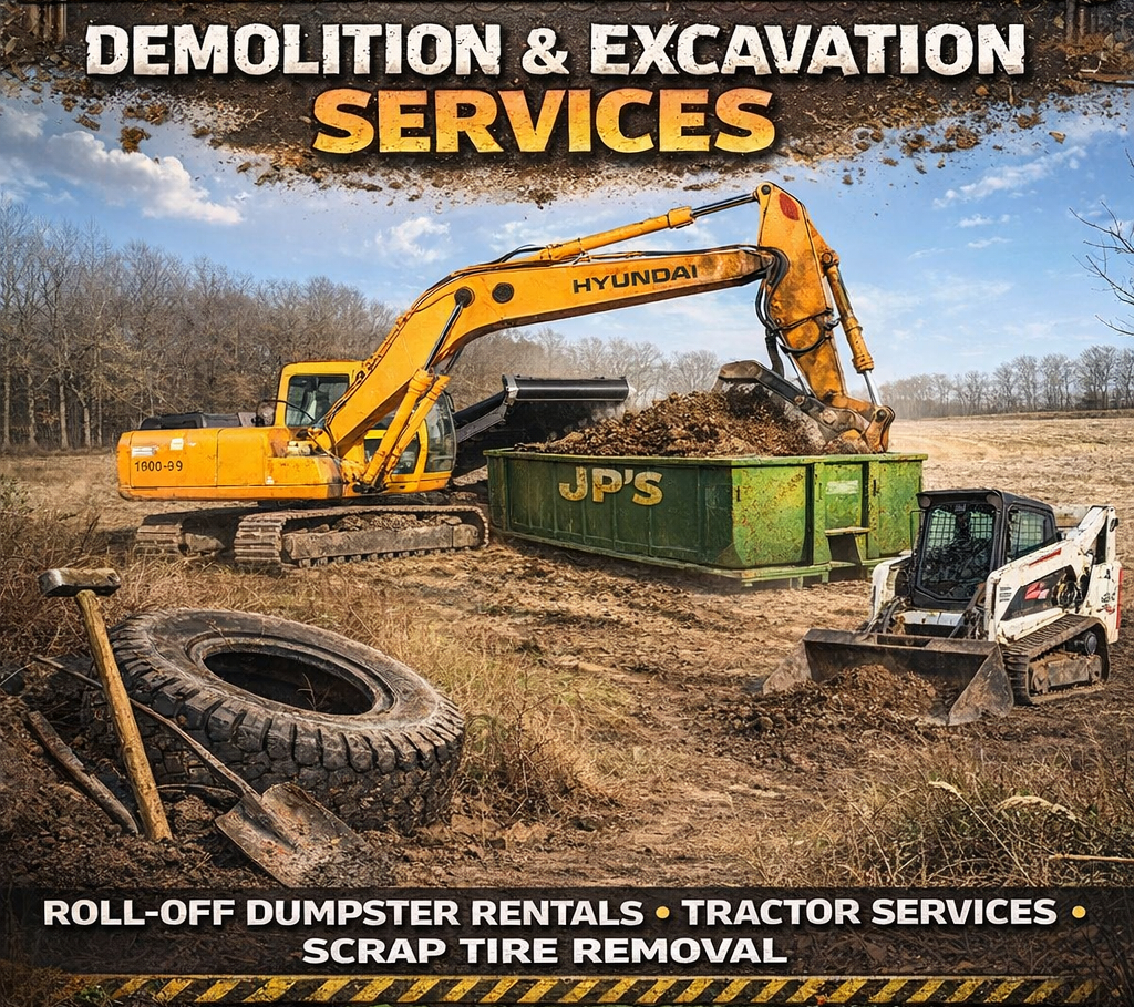 JP's Demolition & Excavation — roll-off dumpsters, tractor services, scrap tire removal